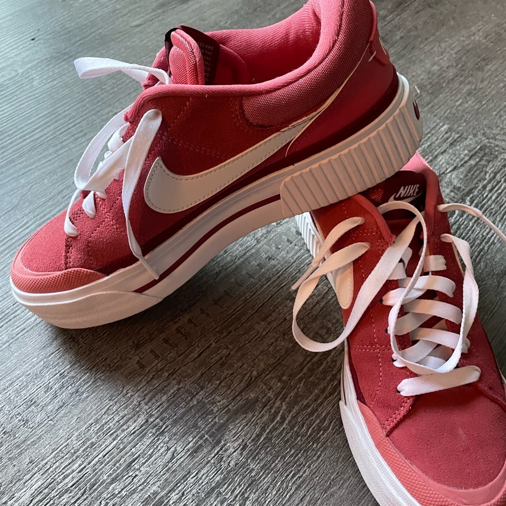 Nike Red and White Sneakers Classic Low-Top Design